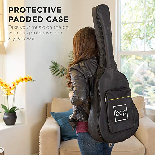 Best Choice Products 41in Beginner Acoustic Guitar Full Size All Wood Cutaway Guitar Starter Set Bundle with Case, Strap, Capo, Strings, Picks, Tuner - Blue