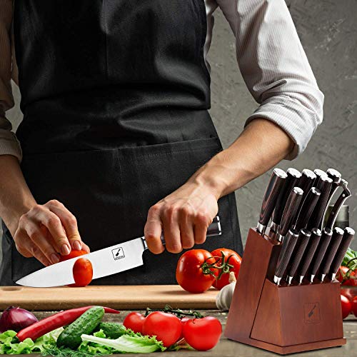 Knife Set, imarku 16-Piece Premium Kitchen Knife Set, Ultra Sharp Japanese Stainless Steel Knife Set with Block and Knife Sharpener, All-in-one Practical Knives Set for Kitchen, Home Essentials