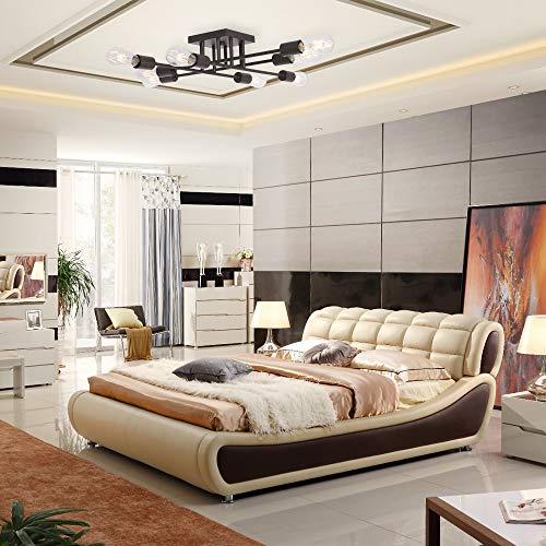 VINLUZ 8 Light Oil-Rubbed Bronze Mid Century Semi Flush Mount Ceiling Light Industrial Antique Style Sputnik LightingFixture for Kitchen Hallway Dining Room,Living Room UL Listed