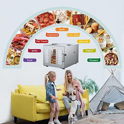 Septree Food Dehydrator for Jerky, Meat, Fruit, Beef, Herbs, and Pet Food, 10 Trays Stainless Steel Commercial Dryer Machine, 1000W, Adjustable Timer, Digital Temperature Control, Over Heat Protection, Silver - Sales4U