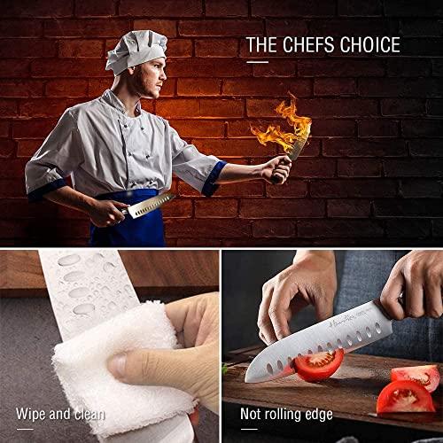 Harriet Knife Set - 7 Pieces Kitchen Knife Set with Cutting Board & Sharpener, High-Carbon Stainless Steel Knife Block Set, Chef Knife Set with Acacia Wood Knife Block - Sales4U