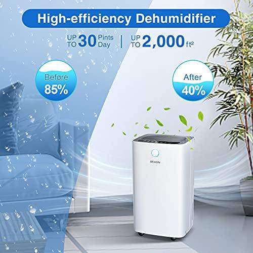 Dehumidifiers, SEAVON 2,000 Sq. Ft Dehumidifier for Home Basements and Large Room, 30 Pint Dehumidifier with Auto or Manual Drainage(0.68 Gallon), 35dB Industry Leading Noise Reducing, Intelligent Humidity Control, 3 Operation Modes, Clothes Drying, Child - Sales4U