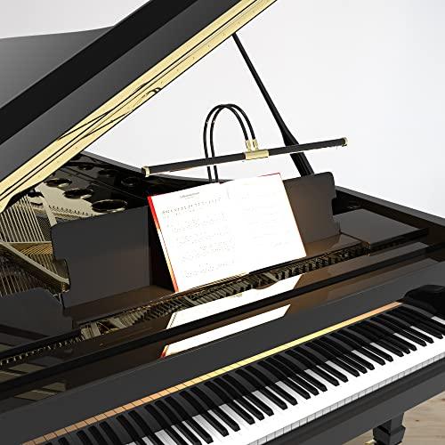 Cocoweb 22" Grand Piano Lamp, LED, Adjustable, Quality Lighting in Black with Satin Nickel Accents, with Plug-in Adapter - GPLED22SND - Sales4U