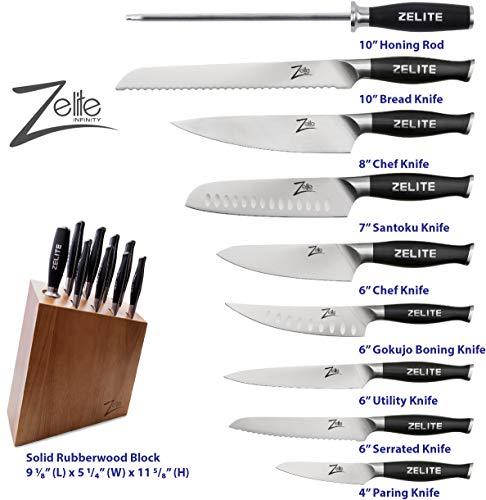 Zelite Infinity Knife Block Set (9-pc), Kitchen Knife Set, Knife Sets for Kitchen with Block - German High Carbon Stainless Steel - INCLUDING 8 Professional Kitchen Knives & Honing Steel 10 Inch - Sales4U