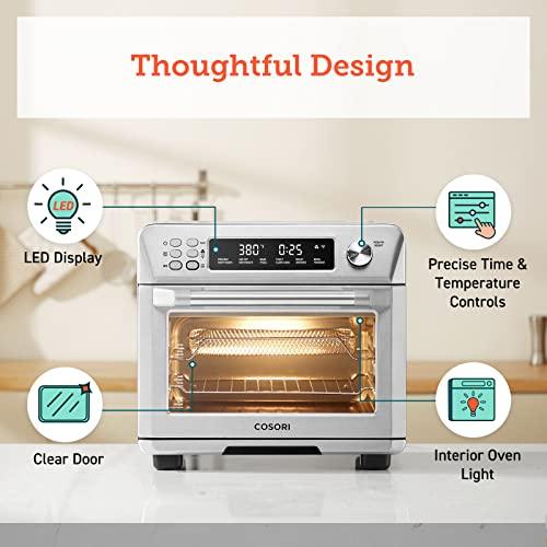 COSORI Air Fryer Toaster Oven Combo, 12-in-1 Convection Ovens Countertop, Stainless Steel, Smart, 6-Slice Toast, 12-inch Pizza, with Bake, Roast, Broil, 75 Recipes&Accessories Tray, Basket, 26.4QT - Sales4U