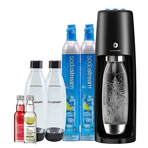 SodaStream Fizzi One Touch Sparkling Water Maker Bundle (Black) with CO2, BPA free Bottles, and 0 Calorie Fruit Drops Flavors - Sales4U