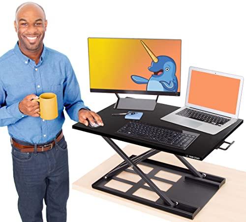 Stand Steady X-Elite Pro Standing Desk Converter | Instantly Convert Any Desk into a Stand Up Desk | Easy Lift Height Adjustable Standing Desk | No Assembly Required (28 x 20 / Black) - Sales4U