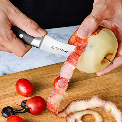 Emojoy Knife Set, 18-Piece Kitchen Knife Set with Block Wooden, Manual Sharpening for Chef Knife Set, German Stainless Steel