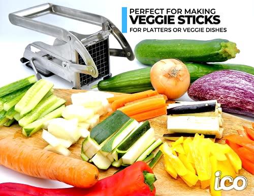 ICO Stainless Steel 2-Blade French Fry Potato Cutter, No-Slip Suction Base, Perfect for use with Air Fryer, (Case of 12) - Sales4U