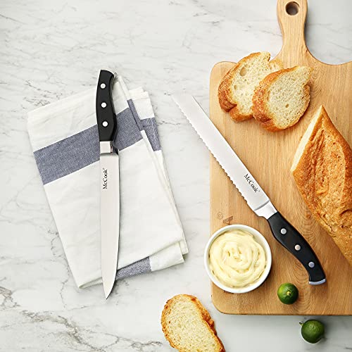 McCook® MC65 Knife Sets, 20 Pieces German Stainless Steel Kitchen Knives Block Set with Pull-Away Steak Block and Built-in Knife Sharpener