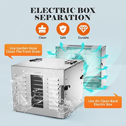 Septree Food Dehydrator for Jerky, Meat, Fruit, Beef, Herbs, and Pet Food, 10 Trays Stainless Steel Commercial Dryer Machine, 1000W, Adjustable Timer, Digital Temperature Control, Over Heat Protection, Silver - Sales4U