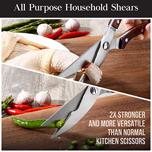 15-Piece Premium Kitchen Knife Set With Block | Master Maison German Stainless Steel Knives With Knife Sharpener & 6 Steak Knives (Walnut)