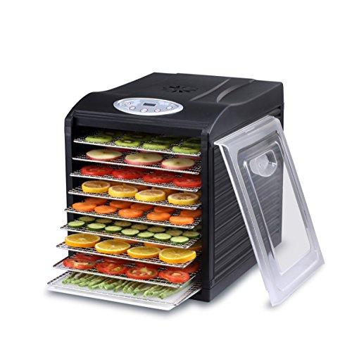 Samson "Silent" 9 Stainless Steel Tray Dehydrator with Digital Timer and Temperature Control for Fruit, Vegetables, Beef Jerky, Herbs, Dog Treats, Fruit Leathers and More - Sales4U