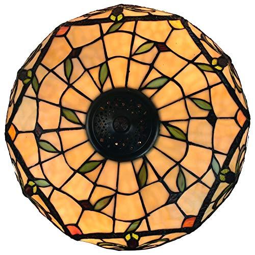 Tiffany Style Table Lamp Banker 23" Tall Stained Glass Green Tan Orange Yellow Floral Flower Vintage Antique Light Décor Living Room Bedroom Handmade Gift AM313TL16B Amora Lighting - Sales4U