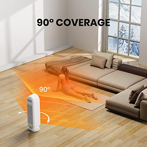 Daxiga Space Heater for Indoor Use, 1500W Electric Portable Heater with Thermostat, Ceramic PTC Room Heater with 3 Modes, 24H Timer, LED Display, Oscillating Heater with Remote for Bedroom, Office