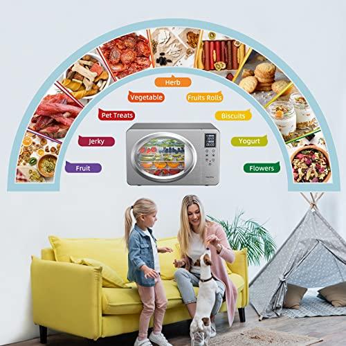 Septree Food Dehydrator for Jerky, Fruit, Meat, Veggies, Dog Treats, Herbs and Yogurt, 6 Stainless Steel Trays Food Dryer Machine with Digital Timer, Temperature Control & Safety Over Heat Protection, Recipe Book - Sales4U