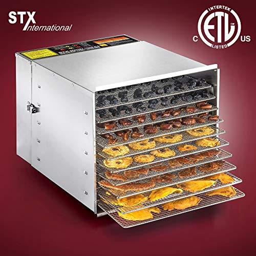 STX International STX-DEH-1200W-XLS Dehydra Commercial Grade Stainless Steel Digital Food Dehydrator - 10 Trays - 1200 Watts - 165 Degree Fahrenheit - Jerky Safe with 15 Hour Timer - Sales4U