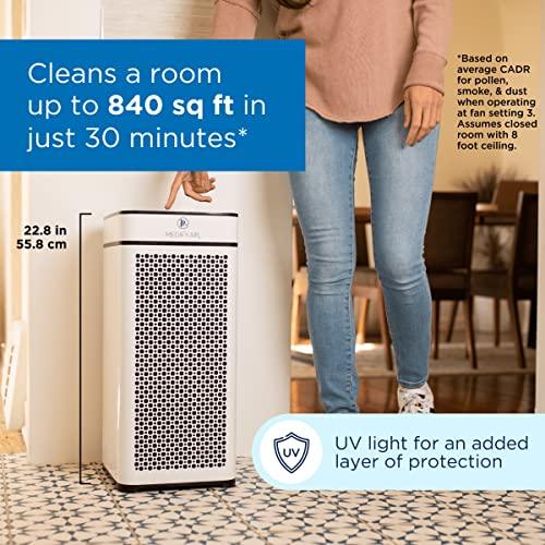 Medify MA-40-UV Air Purifier with True HEPA H14 Filter + UV Light | 840 sq ft Coverage | for Allergens, Wildfire Smoke, Dust, Odors, Pollen, Pets | Quiet 99.9% Removal to 0.1 Microns | White, 1-Pack - Sales4U