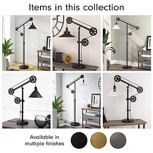 Descartes Pulley System Floor Lamp with Metal Shade in Blackened Bronze/Blackened Bronze