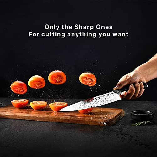 BRODARK Kitchen Knife Set with Block, Upgraded Ultra Sharp 15 PCS German Stainless Steel Professional Chef Knife Set with Knife Sharpener, NSF Certified Full Tang Knife Block Set, Gift for Men I Women
