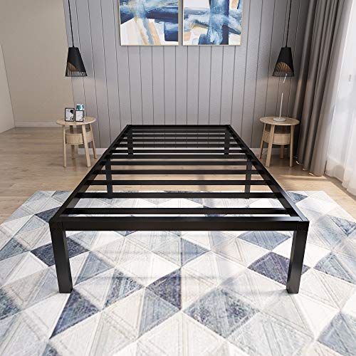 45MinST 18 Inch Platform Bed Frame/Easy Assembly Mattress Foundation / 3000lbs Heavy Duty Steel Slat/Noise Free/No Box Spring Needed, Twin