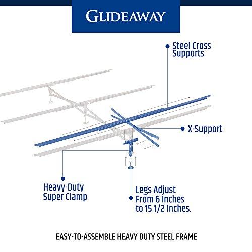 Glideaway X-Support Bed Frame Support System, GS-3 XS Model - 3 Cross Rails and 3 Legs - Strong Center Support Base for Full, Queen and King Mattress, Box Springs, and Bed Foundations - Sales4U