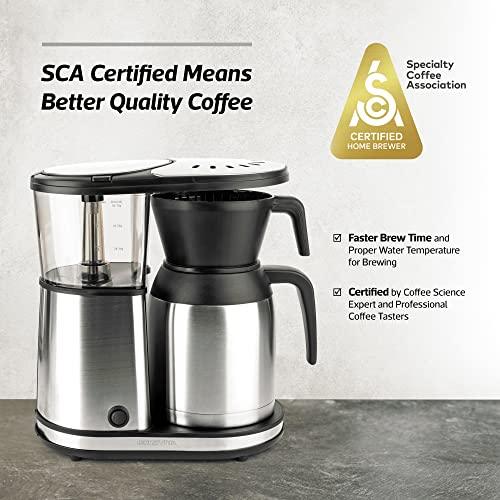 Bonavita 8 Cup Drip Coffee Maker Machine, One-Touch Pour Over Brewing w/ Double Wall Thermal Carafe, Flat Bottom Filter Basket, BPA Free, Dishwasher Safe, SCA Certified, Stainless Steel, BV1900TS - Sales4U