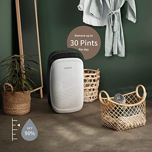 Waykar 2,000 Sq. Ft Dehumidifier for Home and Basement with Drain Hose and Reusable Air Filter - Ideal For Large and Medium Sized Rooms, Bathrooms - Sales4U