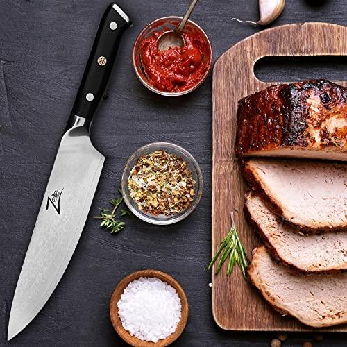 Zelite Infinity Damascus Chef Knife 8 Inch, Japanese Chef Knife, Damascus Kitchen Knife, Japanese Knife, Chefs Knife, Kitchen Knives, Chef Knives - Japanese AUS-10 Super Steel 67-Layer Damascus Knife - Sales4U