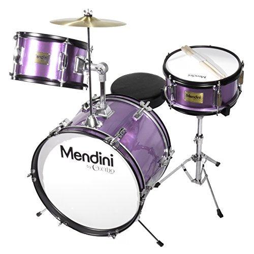 Mendini By Cecilio Drum Set – 3-Piece Kids Drum Set (16"), Includes Bass Drum, Tom, Snare, Drum Throne - Musical Instruments for Age 6-12, Purple Drum Kit - Sales4U