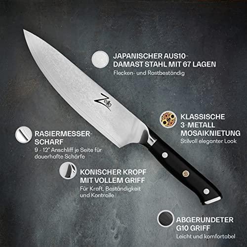 Zelite Infinity Damascus Chef Knife 8 Inch, Japanese Chef Knife, Damascus Kitchen Knife, Japanese Knife, Chefs Knife, Kitchen Knives, Chef Knives - Japanese AUS-10 Super Steel 67-Layer Damascus Knife - Sales4U