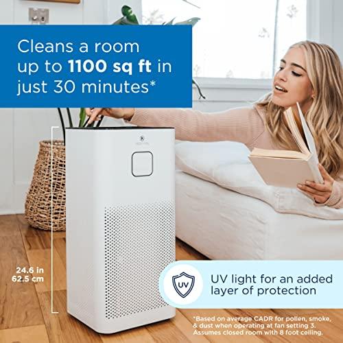 Medify MA-50 Air Purifier with H13 True HEPA Filter with UV | 1100 sq ft Coverage | for Wildfire Smoke, Dust, Odors, Pollen, Pet Dander | Quiet 99.9% Removal to 0.1 Microns | White, 1-Pack - Sales4U
