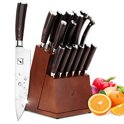 Knife Set, imarku 16-Piece Premium Kitchen Knife Set, Ultra Sharp Japanese Stainless Steel Knife Set with Block and Knife Sharpener, All-in-one Practical Knives Set for Kitchen, Home Essentials