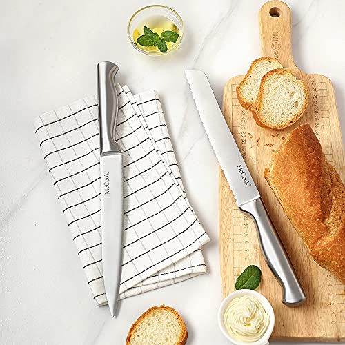 McCook® MC69 Knife Sets,20 Pieces German Stainless Steel Kitchen Knives Block Set with Built-in Sharpener