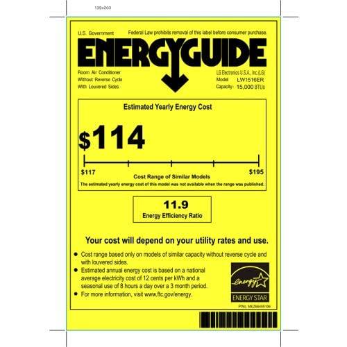 LG 15,000 BTU Window Air Conditioner, Cools 800 Sq.Ft. (20' x 40' Room Size), Quiet Operation, Electronic Control with Remote, 3 Cooling & Fan Speeds, ENERGY STAR®, Auto Restart, 115V - Sales4U