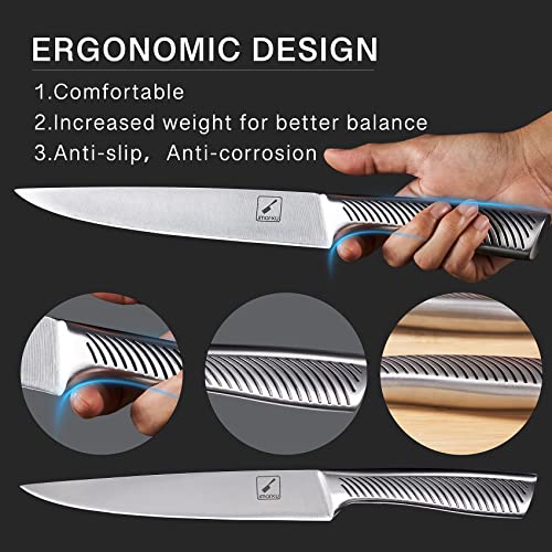 Kitchen Knife Set with Block, imarku 14-Piece High Carbon Stainless Steel Knife Set, One-piece Dishwasher Safe Kitchen Knives Set, Chef Knife Set with Built-in Sharpener, Non-slip Ergonomic Handle