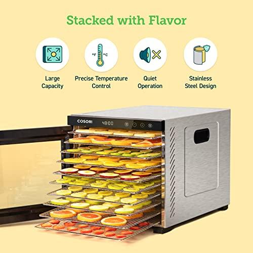 COSORI Food Dehydrator Machine, 10 Stainless Steel Trays (50 Recipes) for Jerky, Fruit, Dog Treats, Yogurt, Vegetables, Meat, and Herbs, 15 Square Feet, Dryer Machine with Time and Temperature Control - Sales4U