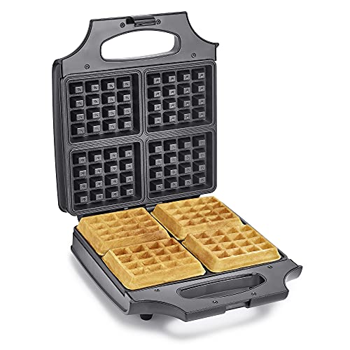 BELLA 4 Slice Non-Stick Belgian Waffle Maker, Stainless Steel/Black & XL Electric Ceramic Titanium Griddle, Make 10 Eggs At Once, 12" x 22", Copper/Black