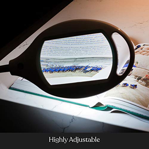 Brightech LightView Pro Magnifying Floor Lamp - Hands Free Magnifier with Bright LED Light for Reading - Work light With Flexible Gooseneck - Standing Mag Lamp
