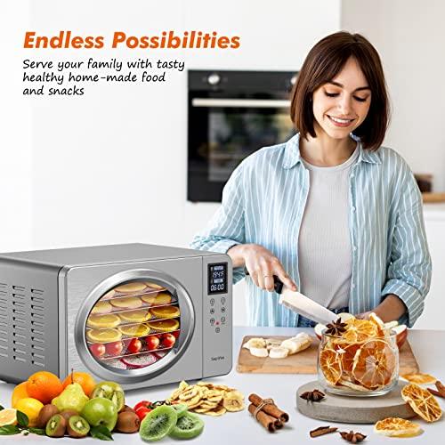 Septree Food Dehydrator for Jerky, Fruit, Meat, Veggies, Dog Treats, Herbs and Yogurt, 6 Stainless Steel Trays Food Dryer Machine with Digital Timer, Temperature Control & Safety Over Heat Protection, Recipe Book - Sales4U
