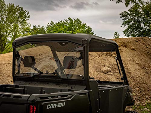 SuperATV 1/4" Polycarbonate Light Tint Full Rear Windshield for Can-Am Defender HD / Pro HD / Limited HD / MAX HD (See Fitment) | Pre-Assembled for Easy Install | 250X Stronger Than Glass | USA Made!