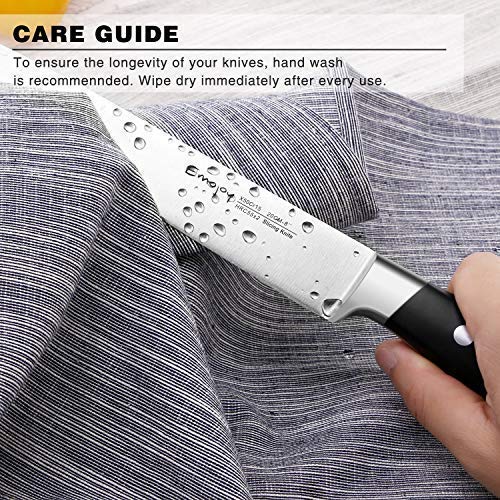 Emojoy Knife Set, 18-Piece Kitchen Knife Set with Block Wooden, Manual Sharpening for Chef Knife Set, German Stainless Steel
