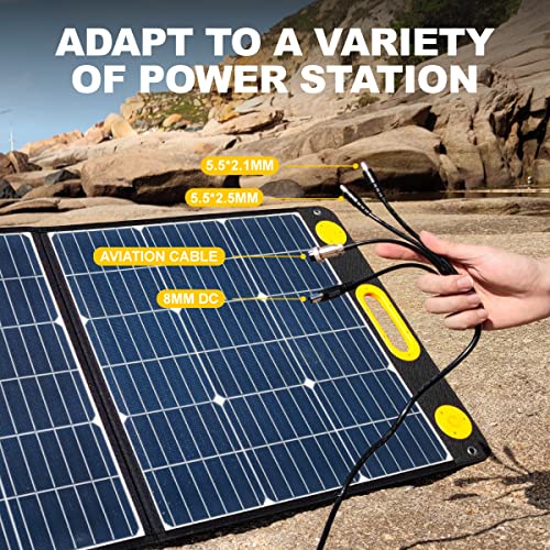 Togo Power 100W Portable Solar Panel for Jackery Explorer 240/300/500/ROCKPALS/Flashfish/Baldr Power Station, Foldable Solar Cell Solar Charger with USB Outputs for RV Laptop iPhone iPad