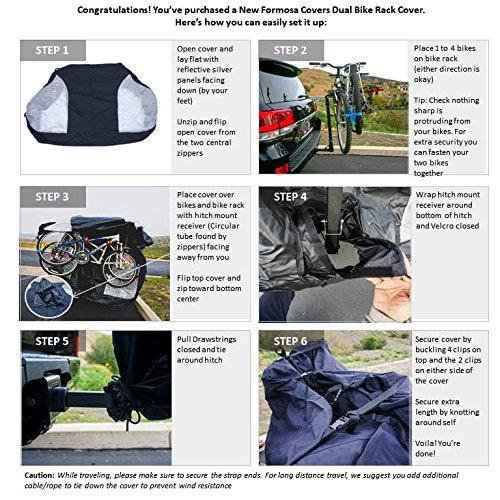 Formosa Covers Bike Cover for Car, Truck, RV, SUV Transport on Rack - Protection While You Roadtrip or Perfect for Home Storage, Reflectors (Dual (2 Bikes)) - Sales4U